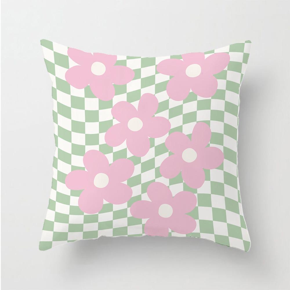 Modern Daisy Flower Peach Skin Pillow Cover 2D Flat Printed Cushion Case For Living Room Sofa Bedroom Home Decor 45X45Cm New