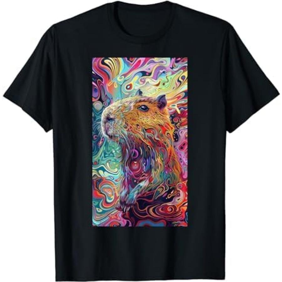 

Psychedelic Capybara Featuring Swirling Capybara T-Shirt HAH Mens Womens Tank Top Sweatshirt Hoodie Longsleeve Black XXXXXL різнокольоровий