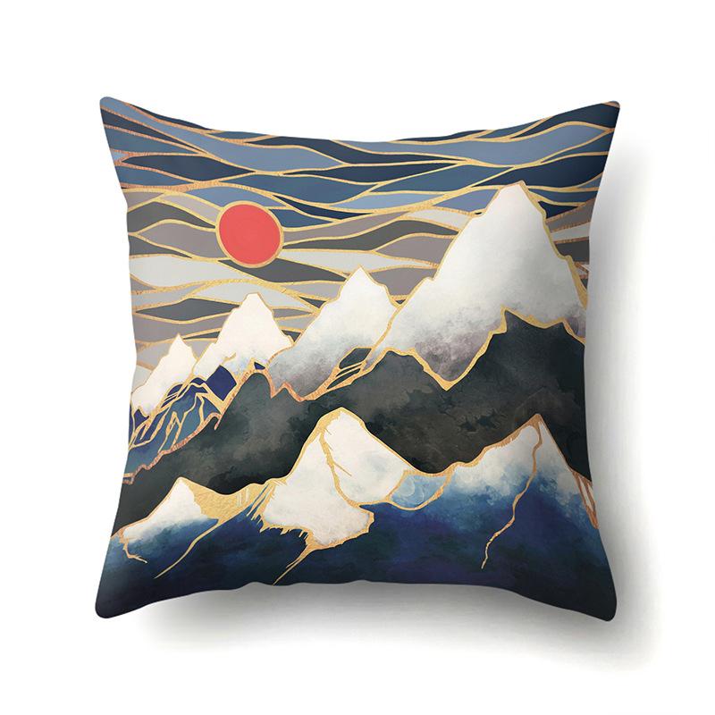 Polyester Pillow Cover Mountain Print Pillow Cover Waist Cushion Cover Car Cushion Head Cushion Cover Premium Durable