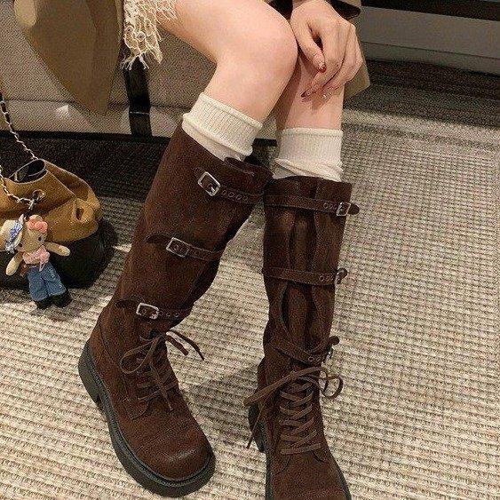 

Чистое желание, детки~ 25 спаситель типа ног осень-зима регулируемый большой обхват голенища высокие рыцарские сапоги женские ретро сапоги с ремешками 40 тёмно-рыжий