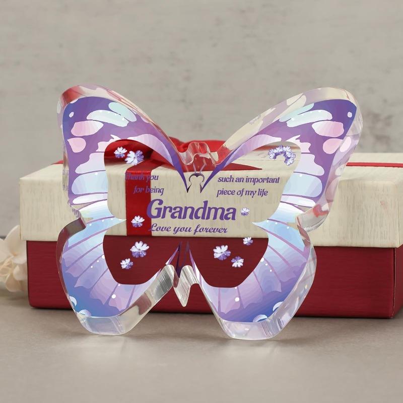 Acrylic Butterfly Plaque - Grandchildren Thank You Gift, Forever Love Decorative Sign for Grandmother, Nurseries, Home Desk Living Room Acrylic Decor