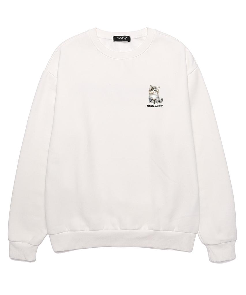 Wissi Meow Meow Oversized Sweatshirt (Wls019) White (Type A)