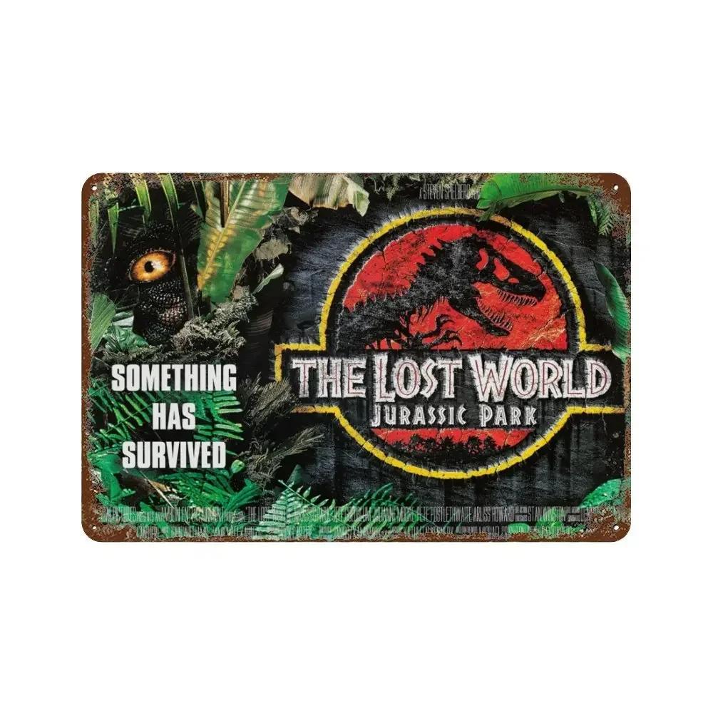 Jurassic Park Dinosaur Science Fiction Movie Sign Decor Metal Plate Poster Vintage Tin Sign Garage Man Cave Plaque Decoration