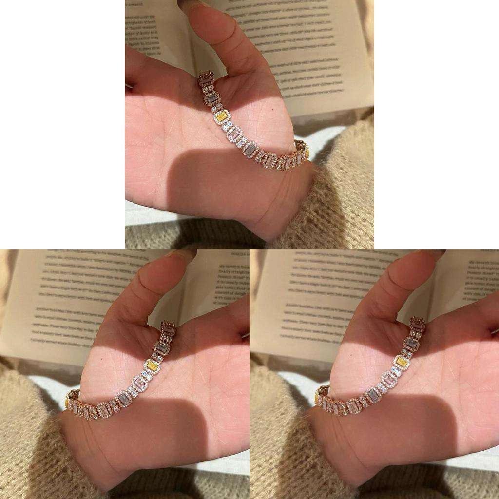 Geometric Zircon Square Fashion Bracelet For Women With Cubic Zirconia Luxury Jewelry Gift