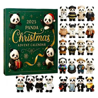 Panda Vianočný adventný kalendár 2025 24-dňová odpočítavacia krabička Unikátne figúrky pandy Slávnostná dekorácia na stromček a pre milovníkov zvierat