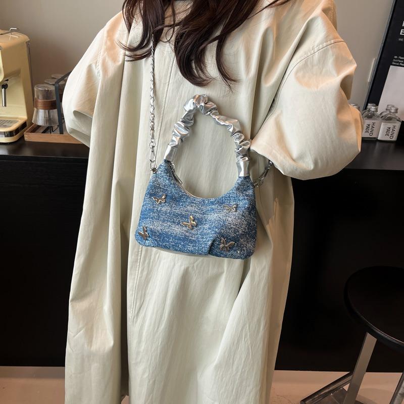 High-end niche bag women's summer new fashion chain messenger bag pleated portable dumpling bag