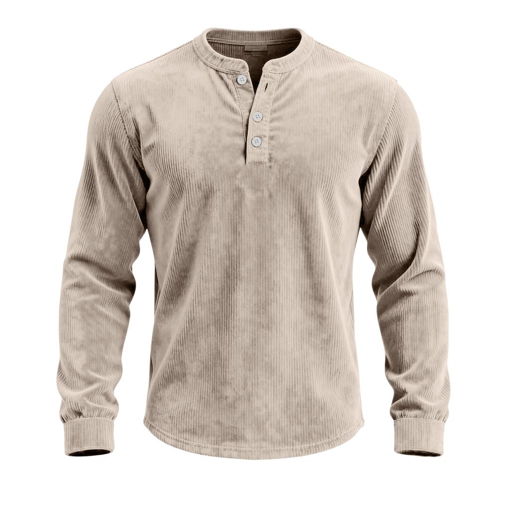 Men's Relaxed-Fit Button-Down Collar Corduroy Pullover Long-Sleeve Top
