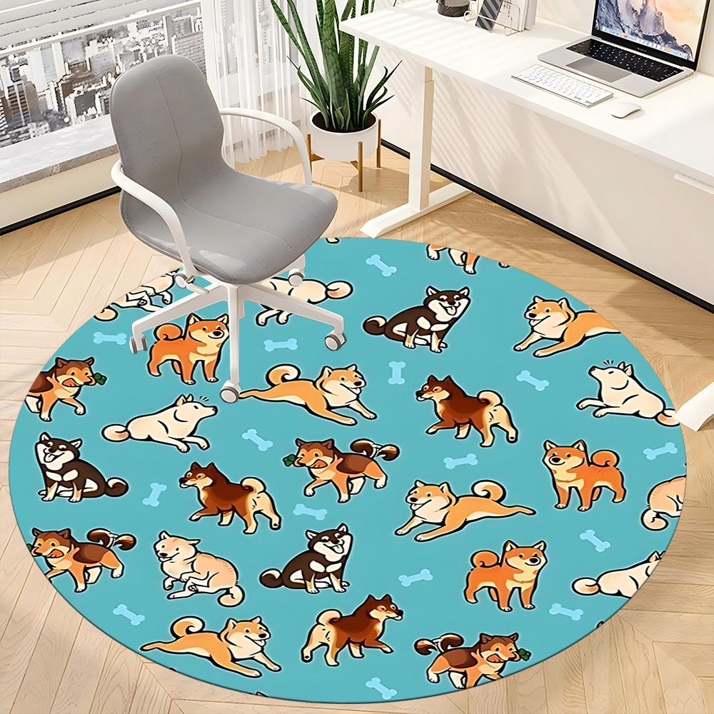 1pc Dogs Bones Office Round Area Rug, Under Office Chairs Bedroom Living Room Home Decor, Room Deco