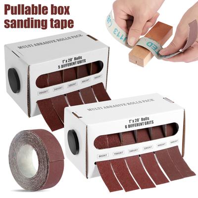 5/6 Roll Long Abrasive Sand Paper Rolls Boxed Aluminum Oxide Sanding Belt Drawable Abrasive Paper80/150/240/320/400/600 Grit