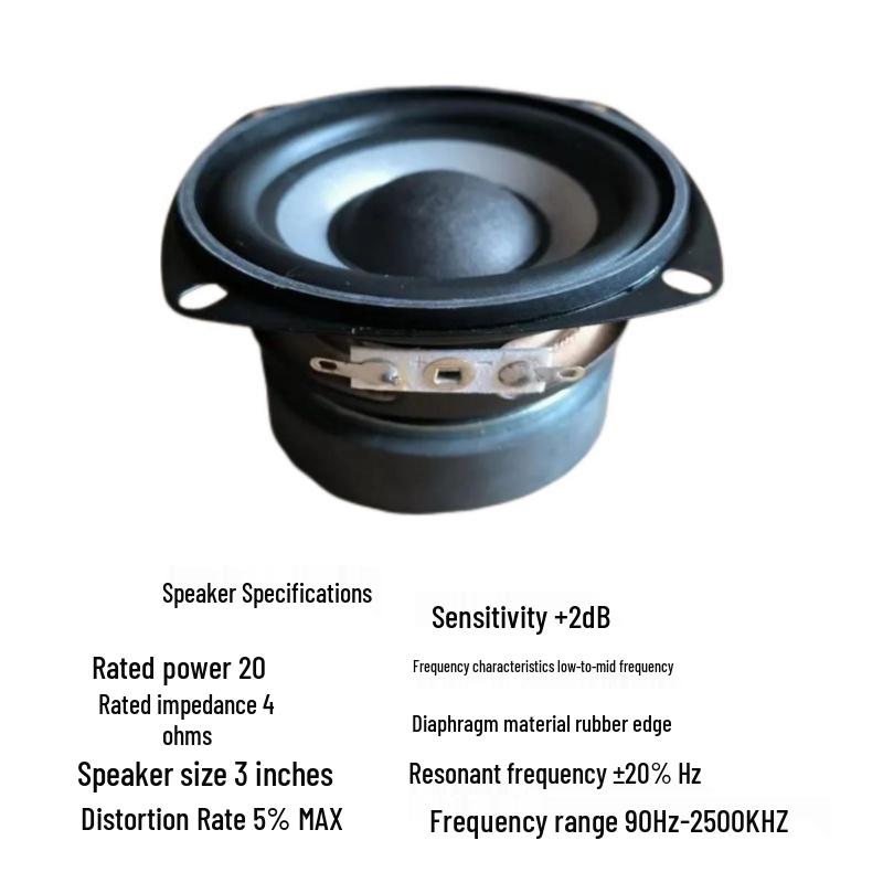 3" 30W 4-Ohm Mid-Bass Speaker with Horn and Rubber Edge