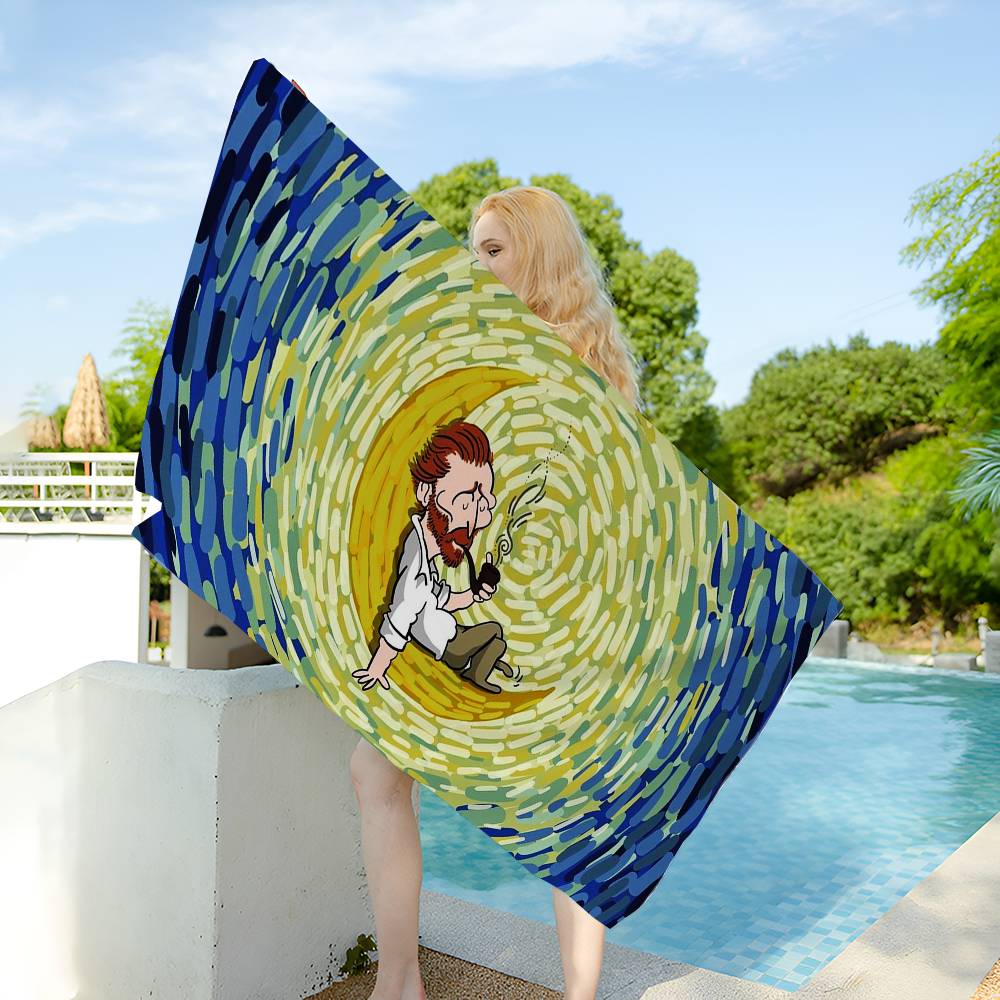 Painter Van Gogh Microfiber Blanket Quick Drying Beach Towels Oversized Printing Super Absorbent Pool Towel Blanket