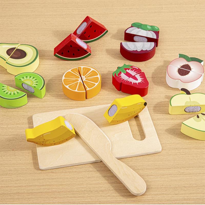 Simulation Kitchen Pretend Toy Wooden Classic Game Educational Toy For Children Kids Gift Cutting Fruit Vegetable Food Set