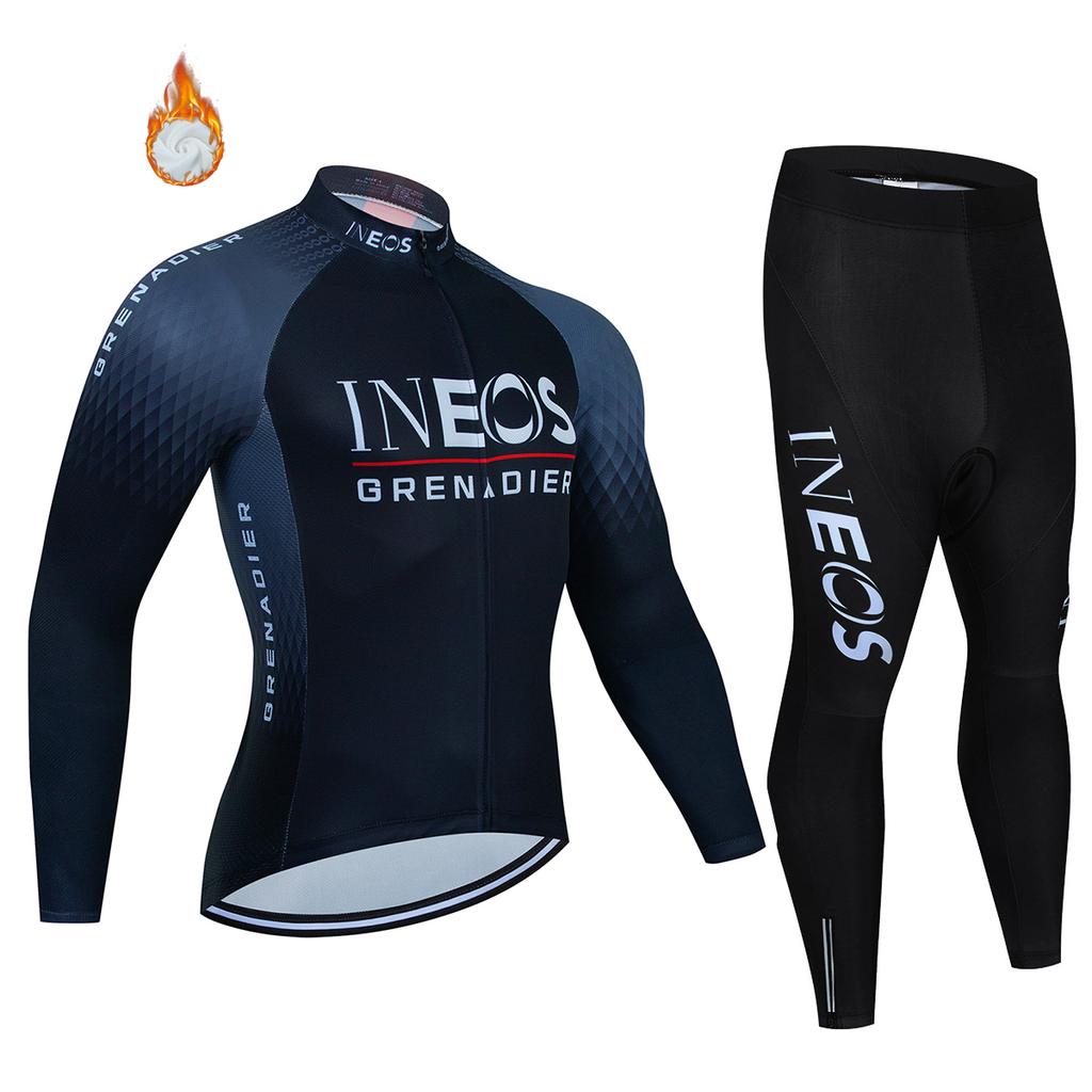 Conjunto de ropa de ciclismo para hombre Ineos Grenadier Pro Team Tricuta 2026: chaqueta, culotte y maillot con gel. Traje de invierno de forro polar.