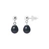 Earrings - Pearls & Colors - Comet - Black Cultured Pearls 6-7 Mm - 9 Cts White Gold - Silicone Backings