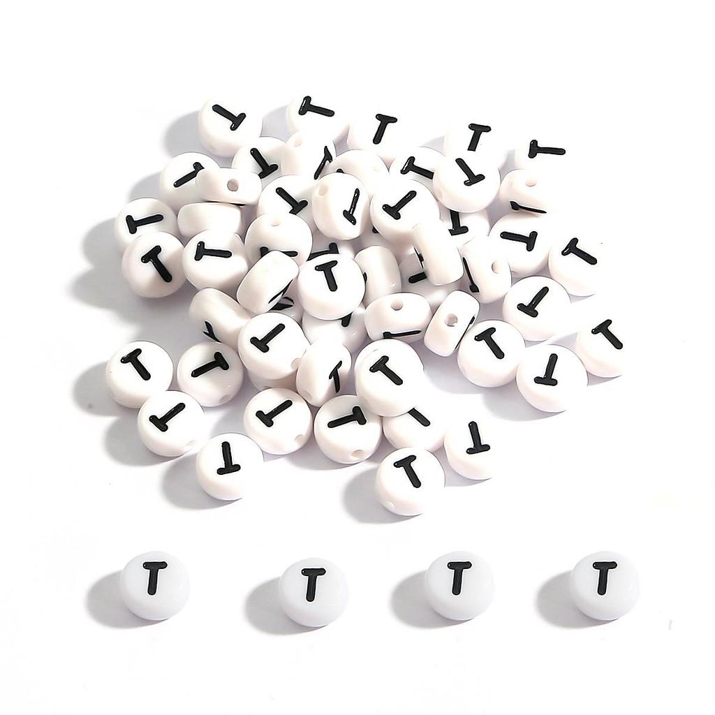 100Pcs Acrylic Letter Round Flat Beads DIY Jewelry Making Accessories