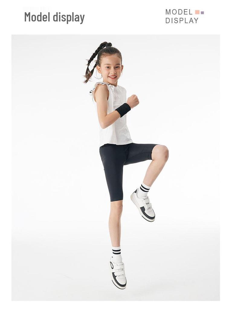 Girls' Summer Ice Silk Quick-Dry Breathable Tennis Yoga Mid-Length Shorts