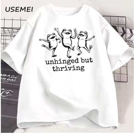 2026 Classic Unisex Short Sleeve Tee, Trendy Cartoon & Animal Printed Top, Loose Casual Streetwear for Men and Women S