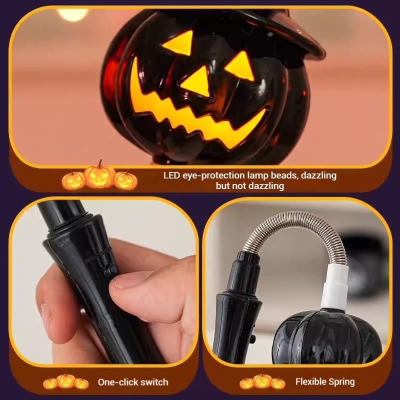 Pumpkin Glowing Shake Stick Cute Ghost Hand Crank Stick With Led Light Halloween   Party Decor Guests Gifts