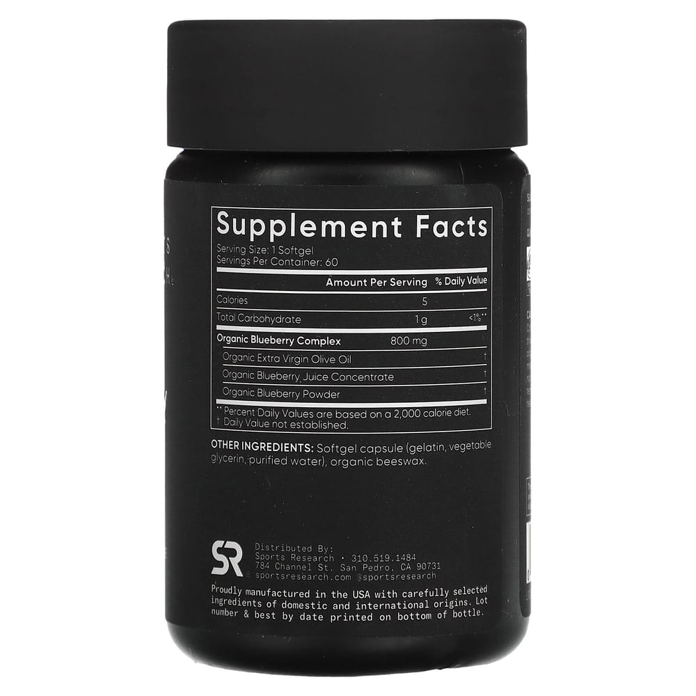 Sports Research Blueberry Concentrate 800mg Softgels, 60 Count