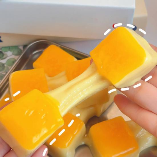 10Pcs Rice Cake Squeezing Toy Soft Stress Relief Squeeze Toy Realistic Cheese Baked Rice