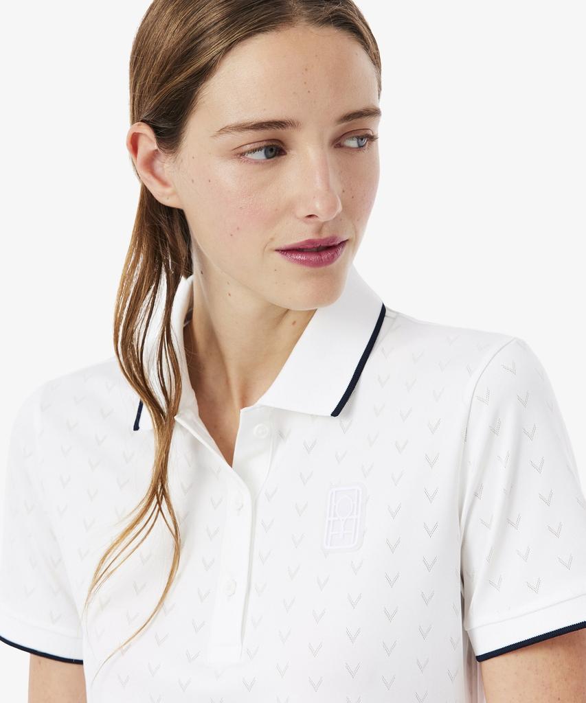 LACOSTE Women'S Tennis Heritage V-Cut Polo Shirt Pf0232-56G 001