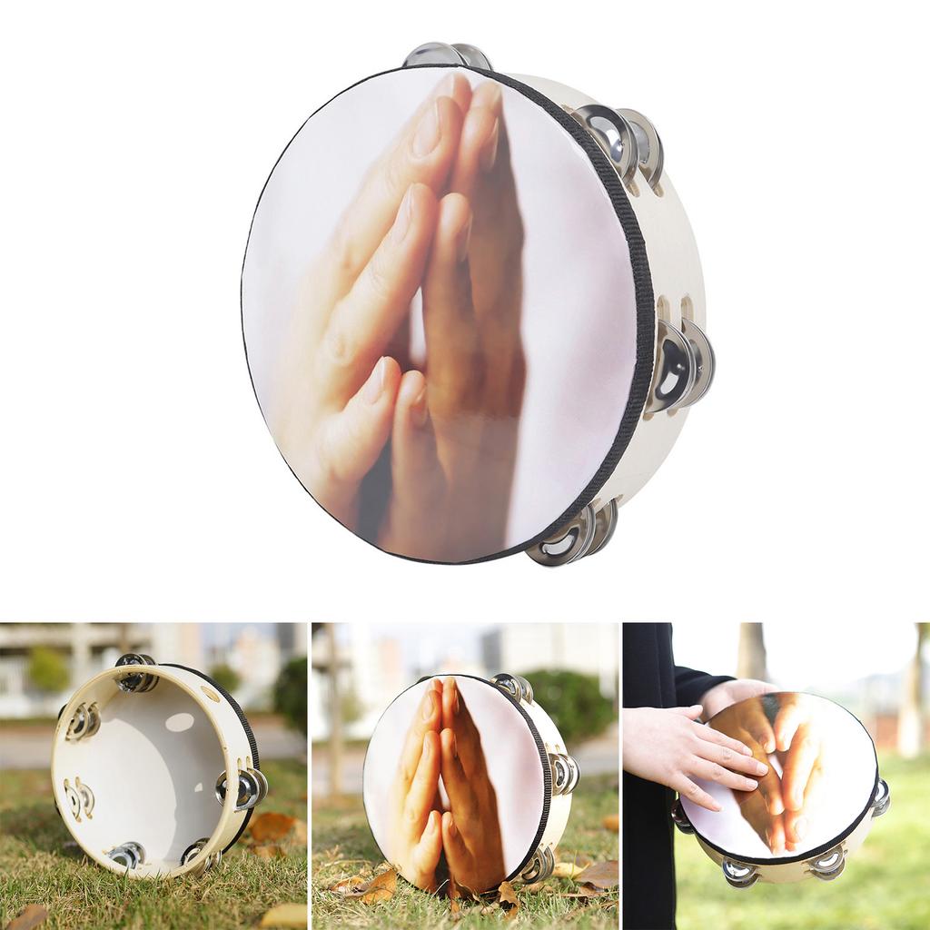 Double Row Bells Tambourine Handbell Clap Drum Tambourine Musical Instrument for Party Game Playing Easy To Play