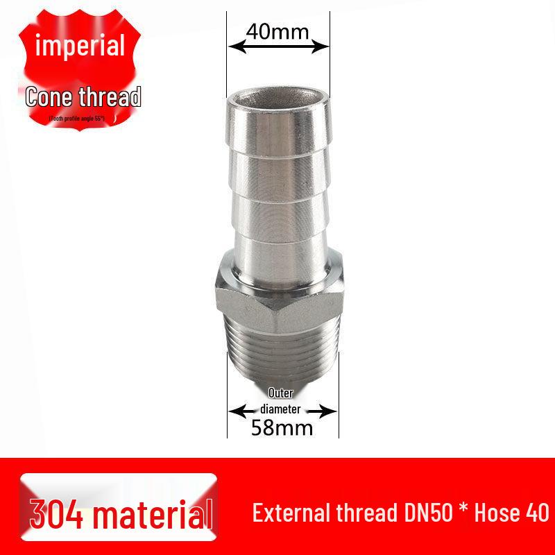 304 Stainless Steel Hex Threaded Hose Barb Connector