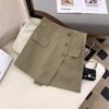 2025 Irregular High-Waisted Slimming A-Line Shorts Skirt with Button Detail - Women's Wide-Leg Pants