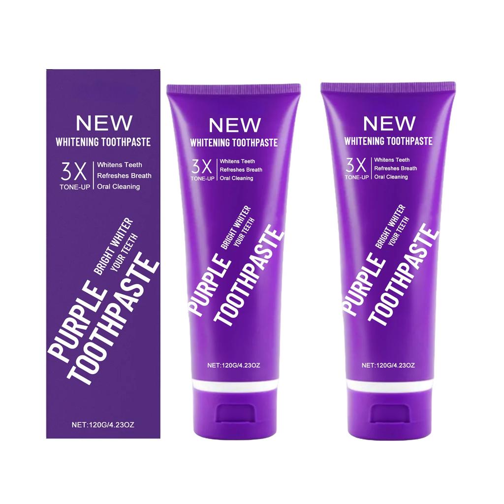 Lila Korrektur-Zahnpasta Entfernt Zahnstein Plaque Reduziert Gelbfärbung Zähne Tiefenreinigung Verfärbungen Aufhellung Zahn Mundpflege