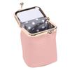 Étui à rouge à lèvres en cuir avec miroir Fermeture métallique Pochette de maquillage Mini étui cosmétique de voyage pour femmes Porte-cartes de crédit Cadeau