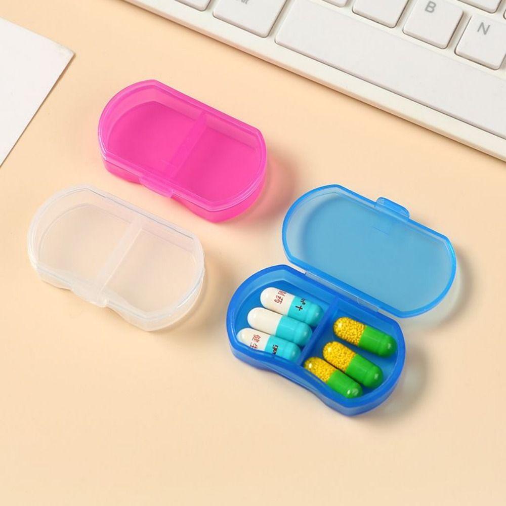 Snap-on design 2-gird Pill Box Dust-proof Pill Packing Box Mini Medicine Box  Medicine Storage