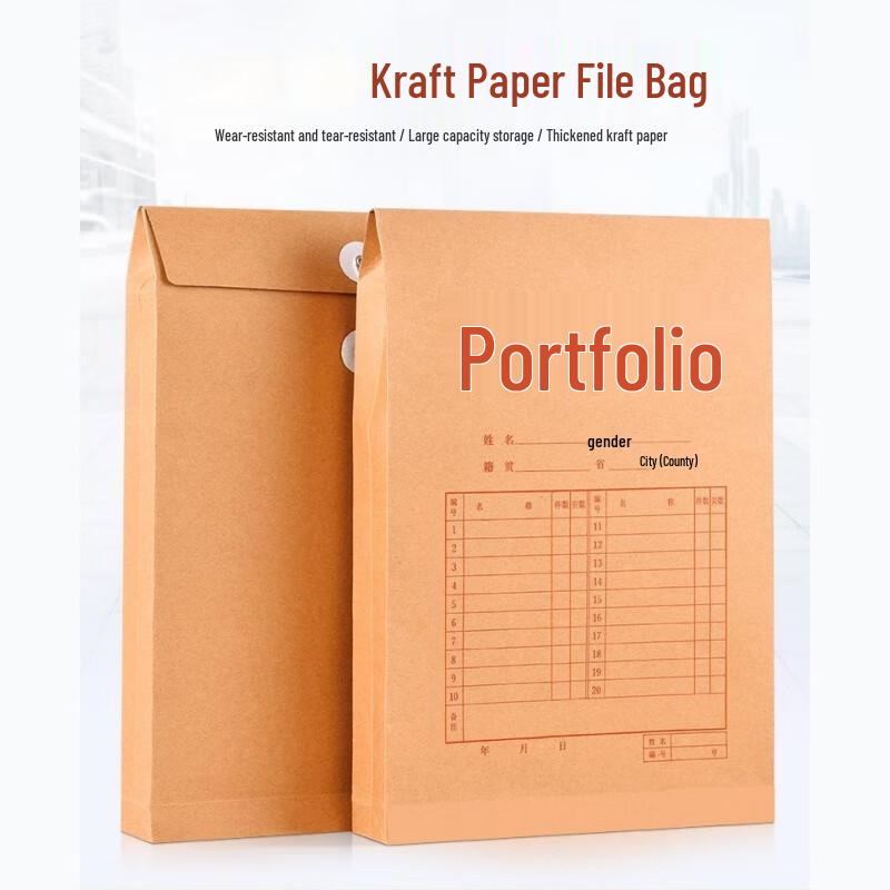 RYZH Kraft Paper A4 Archive Document Bags (100-Pack)