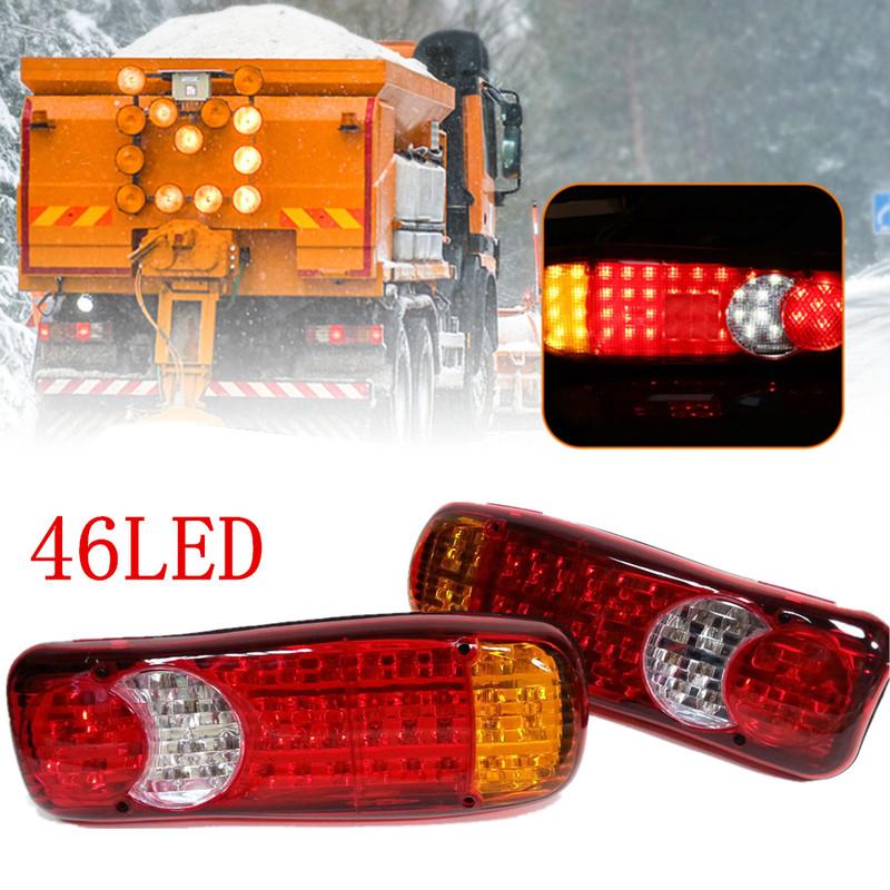 2PCS Trailer Tail light 24V Car Trucks Lorry Rear Taillight Brake Light 12V Stop Reversing Running Lights 46LED Side Lamp 2PCS 24V