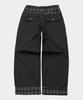 SOMEPLACE MAN Point Check Pocket Color Block Rolled-Up Oversized Wide Cotton Pants [Charcoal]