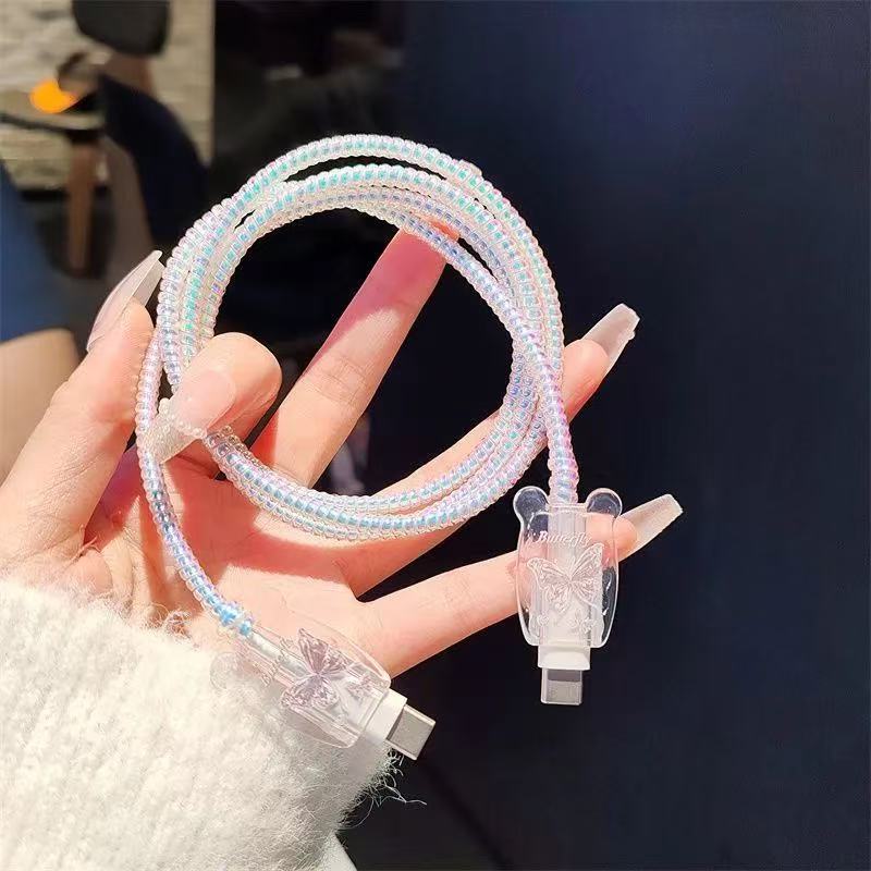 Vierteiliger Ladeschutz, Datenkabelschutz, Schutzabdeckung für Ladegerätkopf, passend für IPhone 18/20W Ladegerät