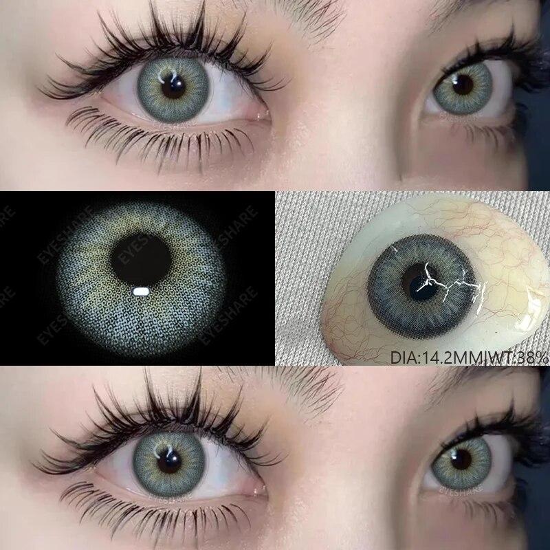 AMARA 1Pair Colored Contact Lenses for Eyes Brown Pupis OMG Series Gray Eye Lenses Yearly Fashion Lenses Cosmetic Eye Contacts
