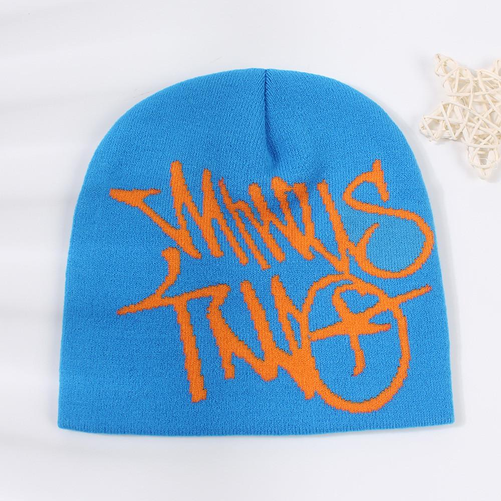 New Arrival Letter Print Knitted Hat Women Star Embroidery Warm Ear Protection Beanie Men