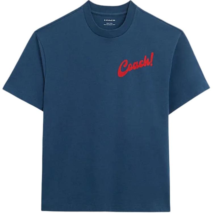 Coach Ss24 Logo Print Round Neck Short Sleeve T-Shirt Men Tops Deep-Denim CT009-DDE