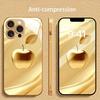 Or de Luxe Motif Apple Peinture Métallique Verre Coque de Téléphone Pour iPhone 17 16 15 14 13 12 11 Pro Max 15 Plus 17 Air 16E Housse