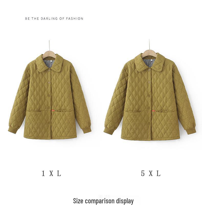 Plus Size Lightweight Cotton Padded Jacket for Autumn/Winter - Middle-Aged & Elderly Women's Outerwear