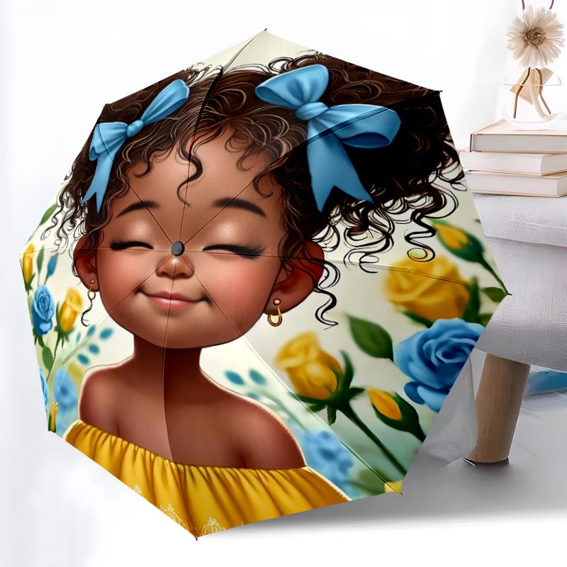 

1pc Sturdy 8-Bone Auto Umbrella, Beautiful Princess Umbrella, Digital Printed, Foldable Umbrella for On-the-Go Outdoor Use