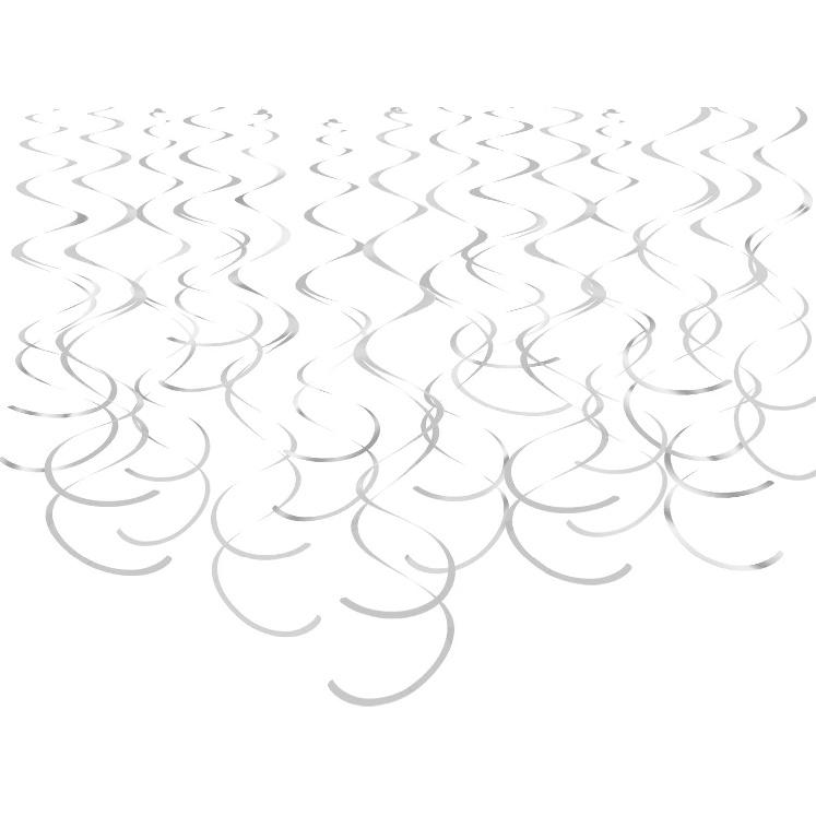 Gold Hanging Swirl Decorations Plastic Streamers Foil Swirls Ceiling Decorations Wedding Baby Shower Birthday Party Decorations, Pack of 30