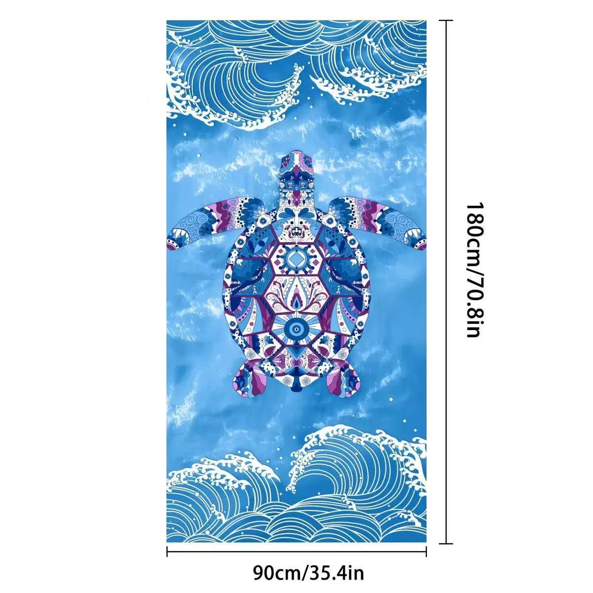 Трансграничное мягкое быстросохнущее пляжное и спортивное полотенце - Впитывающее, Легкое, С принтом Single OPP Packaging