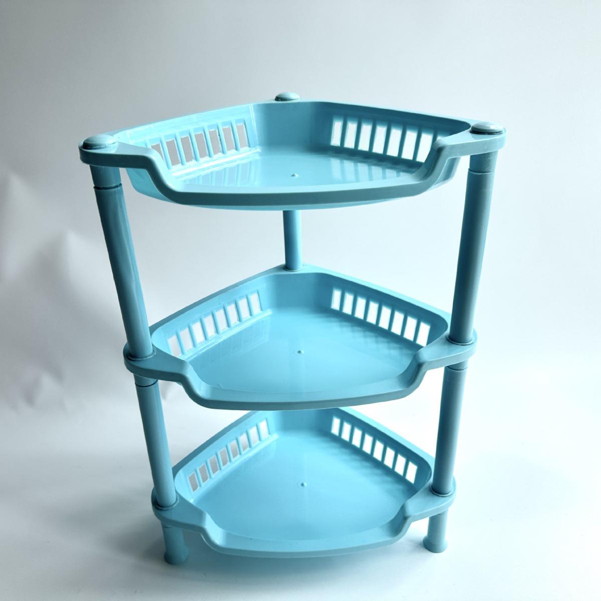 Triangle Three-Tier Plastic Storage Rack for Bathroom and Kitchen Triangle небесно-голубой