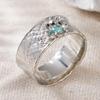 Vintage Inlaid Green CZ Flower Women's Ring Ethnic CopperColor Geometry Daily Wear Party Jewelry Anniversary Gift