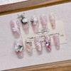Handmade Long Press-On Nails With Pink Mermaid Tail Design Full Cover False Women Girls