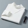 Unisex White Long-Sleeve Thermal Top - Korean Style Half Turtleneck for Autumn/Winter