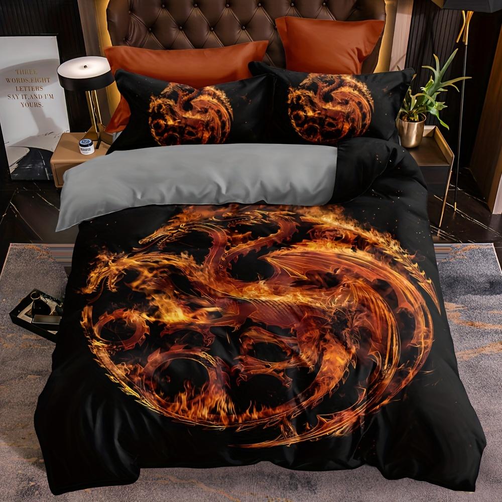 3pcs Duvet Cover Set, Mystical Dragon Print Bedding Set, Soft Comfortable Duvet Cover, For Bedroom, Guest Room Decoration