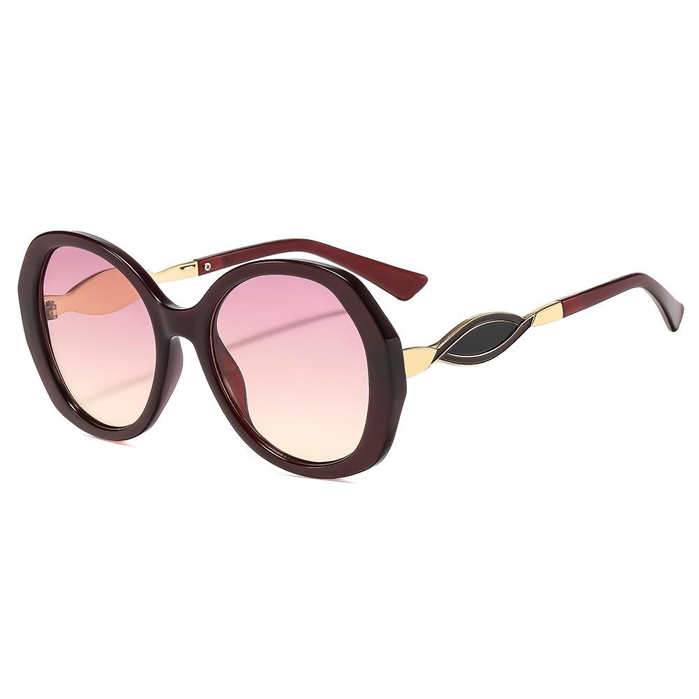 New European and American women's round frame sunglasses, personalized versatile sunglasses, vacation concave sunglasses