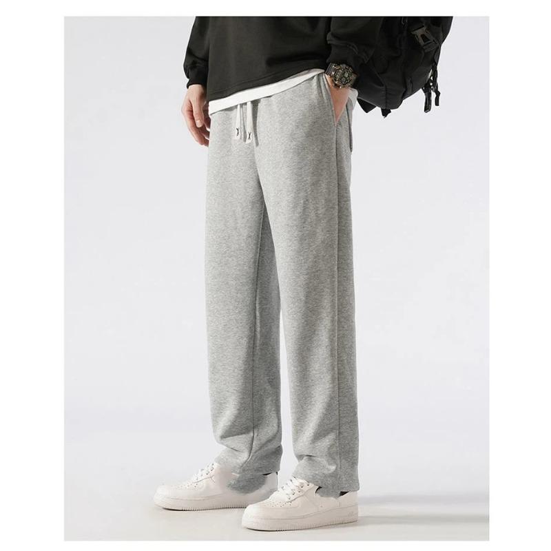Men's Black Loose Sweatpants Double Drawstring Waist Casual Long Trousers for Lounge Wear